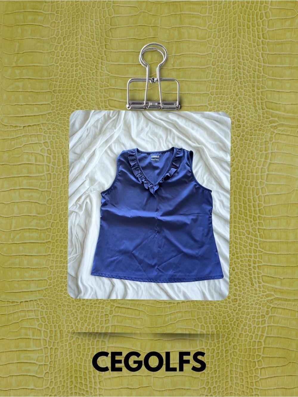 Navy Ruffle V-Neck Athletic Wear Sleeveless Top